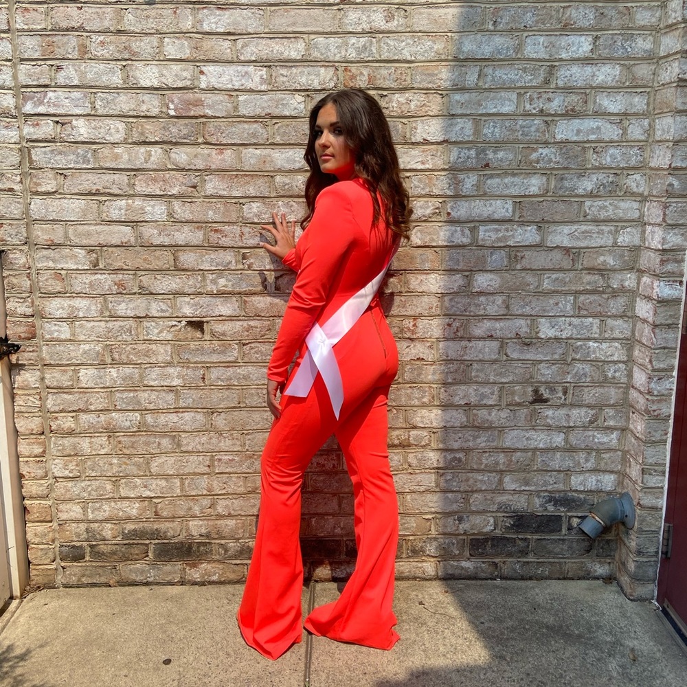 Size 4 Ashley Lauren Neon Orange jumpsuit